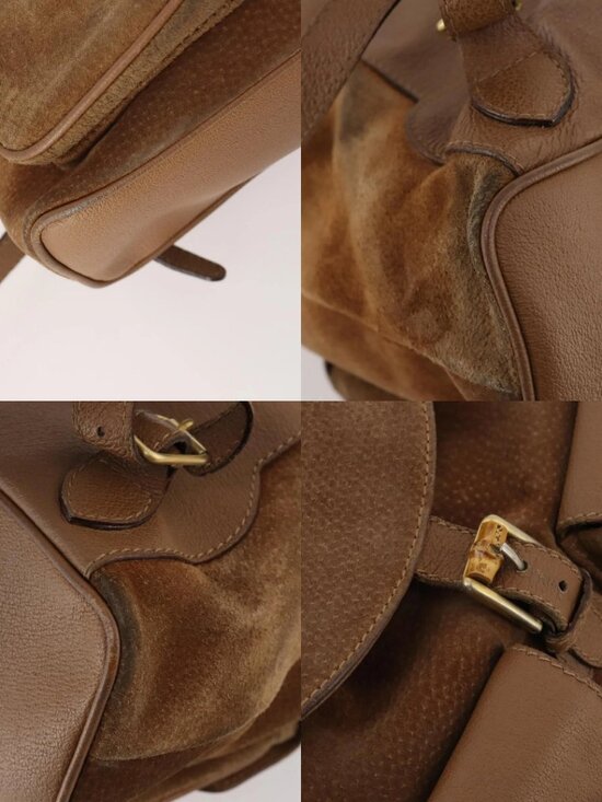 GUCCI Bamboo Backpack Suede Brown Gold 003 2058 0016 Auth LNZ352 main image 15